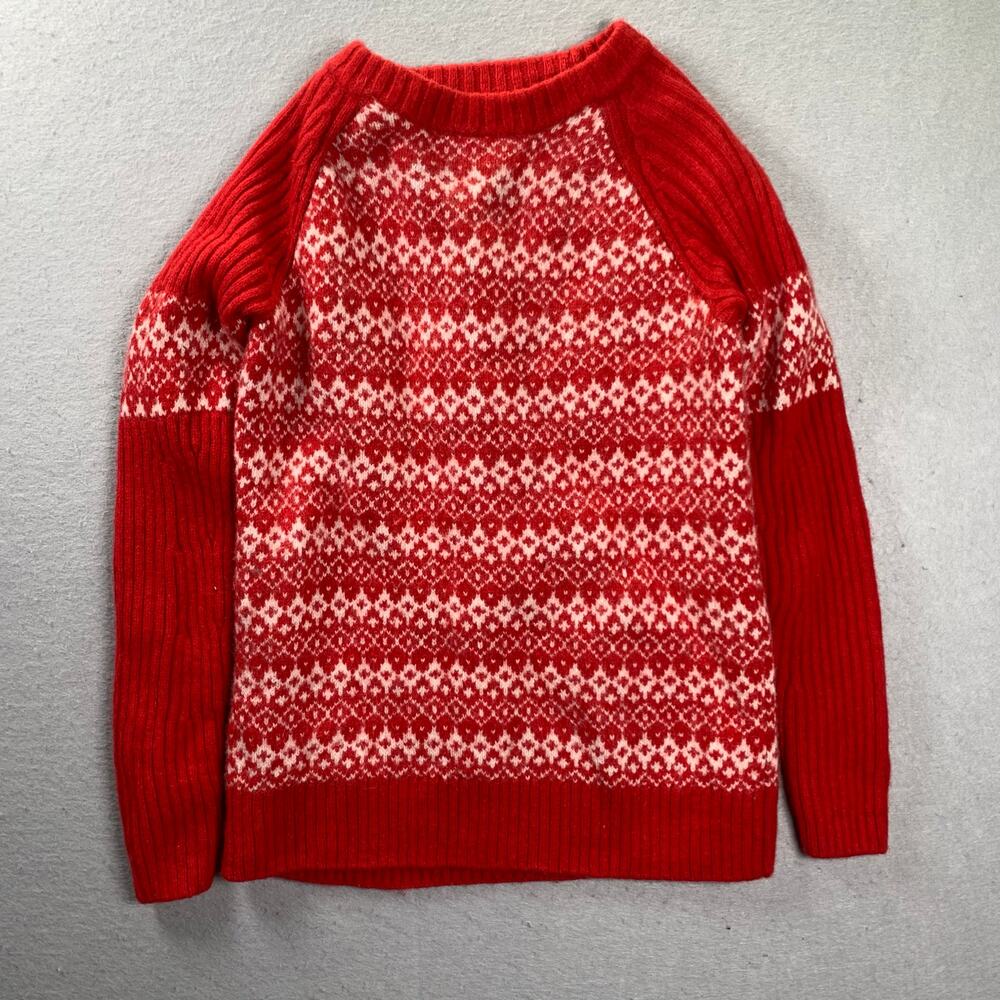 Duluth Trading Co Fair Isle Knit Sweater Womens Medium Red Alpaca Wool Blend